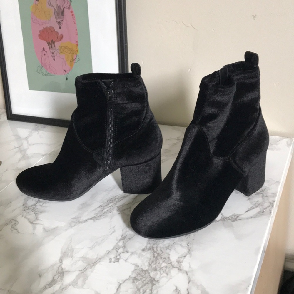 Black velvet booties
